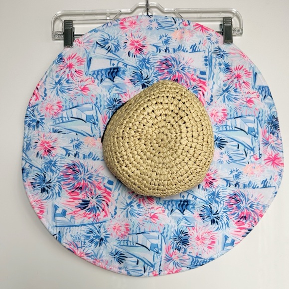 Lilly Pulitzer Sun Hat 4th of July Sea To Shining Sea Pattern Pink Blue - Picture 1 of 8